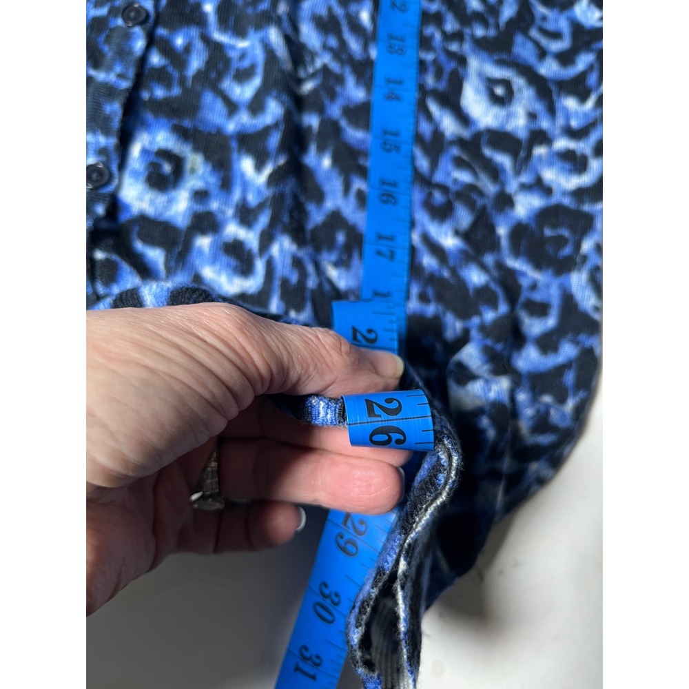 Merino Wool Leopard Cardigan Talbots Blue Black Animal‎ Print Classic Women L - Picture 13 of 13